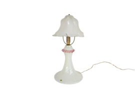 Murano - Opaline - glasdesign - tafellamp - paddenstoel lamp - hand geblazen - 80's