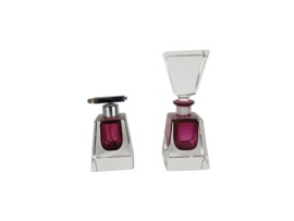 Murano Sommerso - Flavio Poli - roze en helder glas - parfumfles met stop /  verstuiver -  1960's