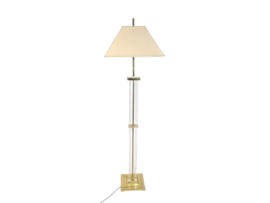 Lucite  - vloerlamp -  jaren 1970 - messing - plexiglas - Hollywood regency vloerlamp - 70's