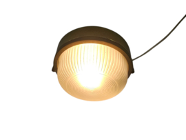 Scheepslamp - Bullseye lamp - messing - glas - wandlamp - massief - 80's