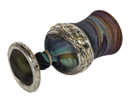 Sherman art works - 925 sterling zilver - glas - gesigneerd - Kiddush cup - Israel