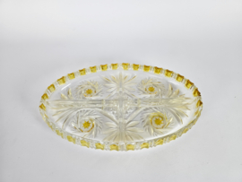 Walther glas - presenteer schaal -  helder glas - geel - W-Germany - 3e kwart 20e eeuw
