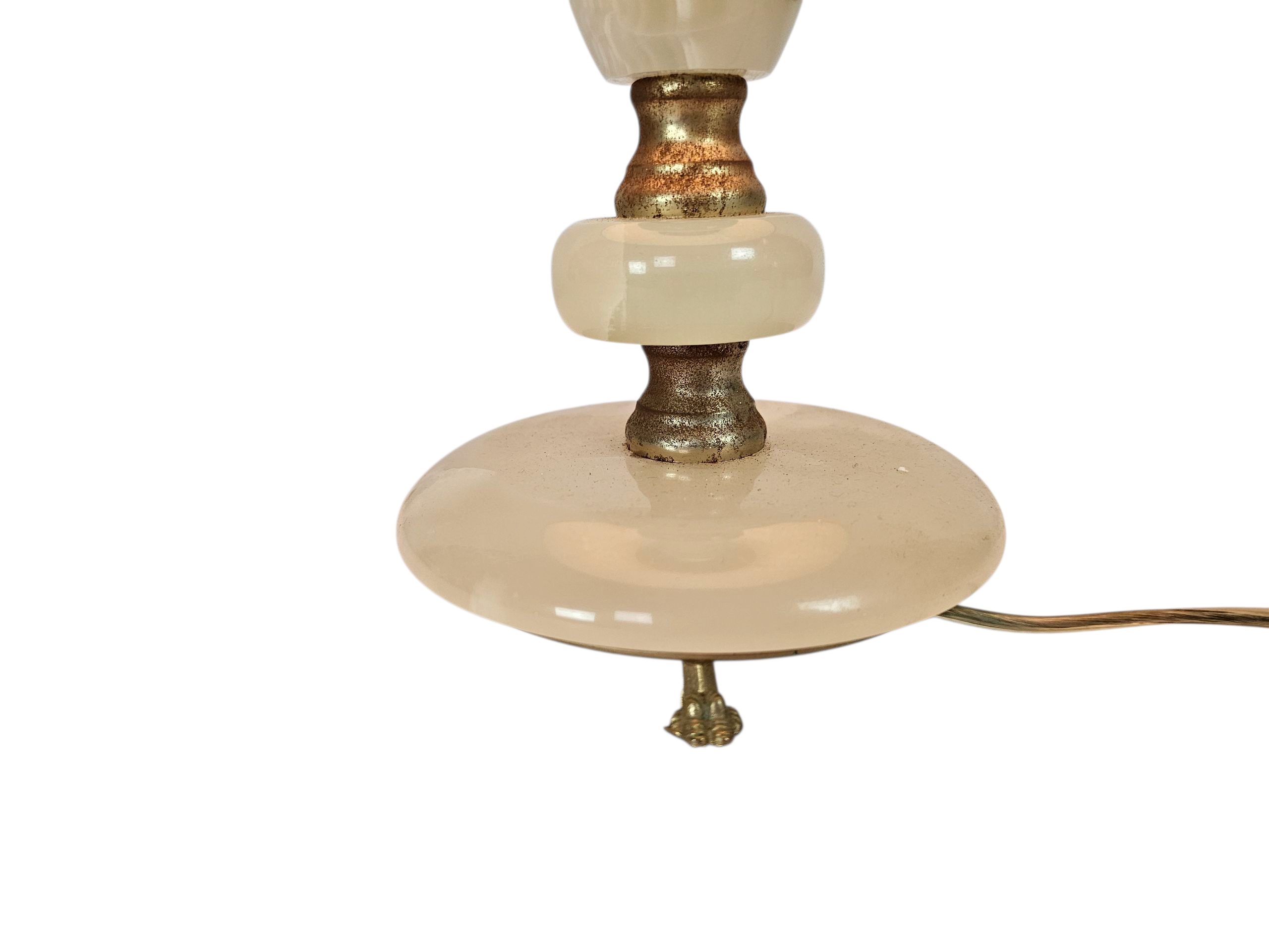 Albast - natuursteen - onyx - tafellamp - Spanje - Hollywood Regency stijl - verguld - 70's