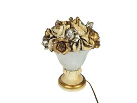 Italiaanse tafellamp - Hollywood Regency stijl - goudverf - plateel - 80's