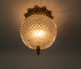 Plafondlamp - Hollywood Regency stijl - kristalvorm - messing - 2e kwart 20e eeuw