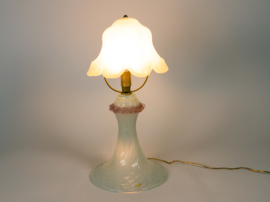 Murano - Opaline - glasdesign - tafellamp - paddenstoel lamp - hand geblazen - 80's