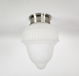 Art Deco  -  Giso Gispen stijl - gesatineerd glas - metaal  - plafondlamp
