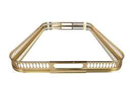 Hollywood Regency - dienblad - messing - glas - Italie - 3e kwart 20e eeuw