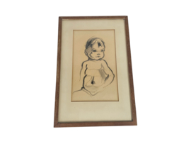 Jos(e) Pirkner - Houtskool - Krijt - Babyportret - 1975