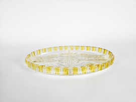 Walther glas - presenteer schaal -  helder glas - geel - W-Germany - 3e kwart 20e eeuw