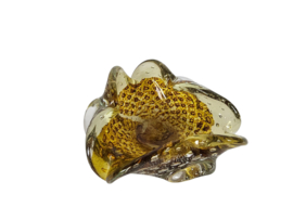 Barovier & Toso - Murano - asbak - glas - amber - zilverdeeltjes - 1950's