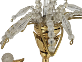 Hollywood Regency stijl - messing - verguld - kristal - wandlamp - 80s