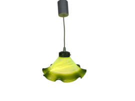 Art Deco - opaline - metaal - hanglamp - Frankrijk - 1950's