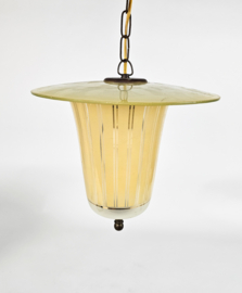 Vintage hanglamp  - glas - messing - Hollywood Regency - 1950's