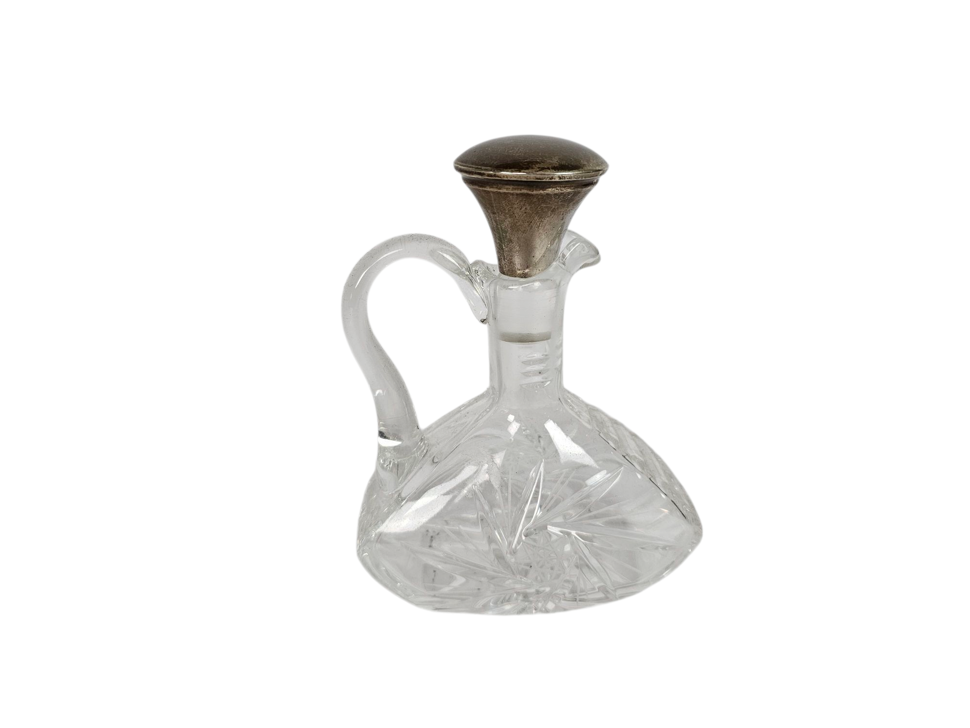 Nederlands zilver - Karafje - kristal - 2e gehalte zilver - keurmerken - edelsmid Kohler, H.A. - 70's