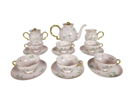 Johann Haviland Bavaria - 9 delig servies - 24K goud-   porselein - 1e helft 20e eeuw