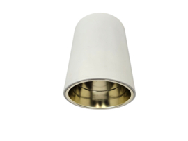 Dutch design - Raak Amsterdam - Plafonniere - wit gelakte opbouwarmatuur - goudkleurige spiegelreflector - 80's