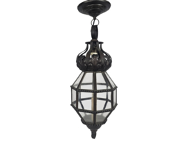 Art Deco stijl -  achthoekige lantaarn hanglamp - koper - glas - Frankrijk - 1930's