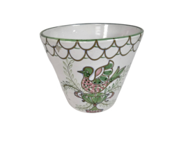 Vintage - keramische bloempot - Italiaans  - hand geschilderd  - bloemen - 60's