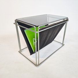 Max Sauze studio -  side table - lectuurbak - metaal -glas - 70s