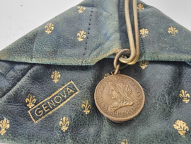 Portemonnee - Leer - Fleur De Lis - 'Coin Purse' - Genova - Italy - 3e kwart 20e eeuw