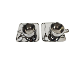 Tramontina -  2 x espresso set - dubbelwandige kop - staal - Brazilië - 1980's