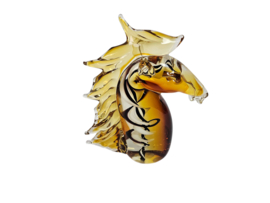Murano glas - sculpture - 'horse head' - amber glas - 3e kwart 20e eeuw