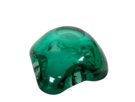 Murano Sommerso - Fratelli Toso - groen glas met ingesloten luchtbellen - Italie - 1950's