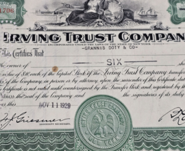 Aandeel - Certificaat - Erving Trust Company (Bank of New York Mellon) -  New York - 1929