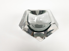 Murano - Flavio Poli - Seguso - Sommerso - Asbak - helder glas - grijs - Italie - 1960's