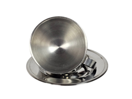 Nanni Italy P&B  - RVS  -  2 x design dubbelwandige espresso kop en schotel - Italie - 1980's