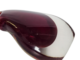Flavio Poli voor Seguso, Murano - vrijgevormde sommerso vaas - helder glas en rood - 60's