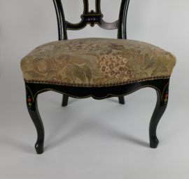 Napoleon 3 stoel - zwart gelakt - goud -  bloemmotieven - Frankrijk - 3e kwart 20e eeuw