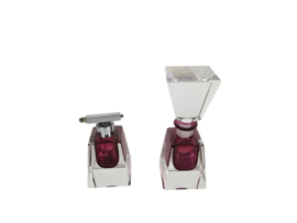 Murano Sommerso - Flavio Poli - roze en helder glas - parfumfles met stop /  verstuiver -  1960's