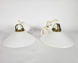 Ikea - T 608 - messing - opaalglas - hanglampen (2) - 3e kwart 20e eeuw