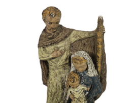 Maria - Jozef - Jezus - beeld - gips - gesigneerd WF - 1e helft 20e eeuw