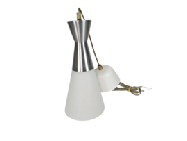 Hala Zeist - hanglamp - diabolo - melkglas - aluminium - 80's