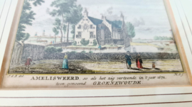 Jan de Beijer - kopergravure Hendrik Spilman - Amelisweerd - hand ingekleurde gravure - 18e eeuw