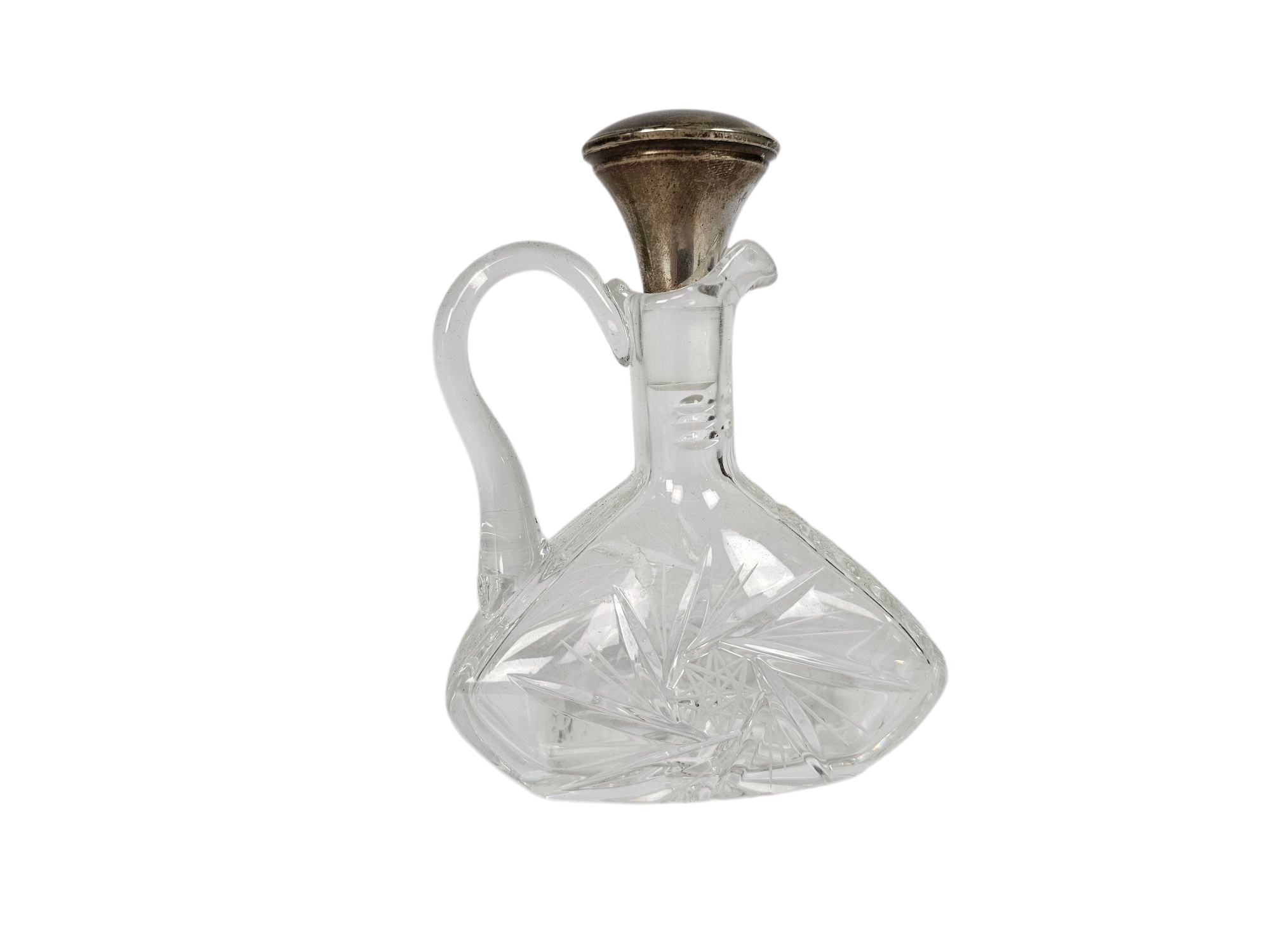 Nederlands zilver - Karafje - kristal - 2e gehalte zilver - keurmerken - edelsmid Kohler, H.A. - 70's