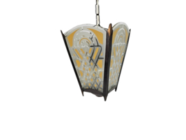 Amsterdams school stijl - lantaarn - hanglamp - glas - messing - 1930's