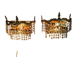 Hollywood Regency stijl - 2 Strass Muurlampen - verguld - 60's