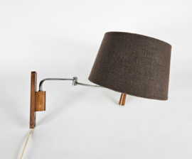 Vintage - ellebooog/knikarm wandlamp - teak - chroom - 1960's