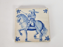 Westraven keramiek - Ruiter te paard - tegel - 19e eeuw
