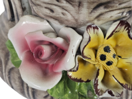 Bassano keramiek - bloempot - Italie - bloemenmotief - 3e kwart 20e eeuw