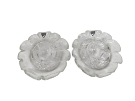 Orrefors -  'flower' - waxinelichthouders (2) - Zweden - 3e kwart 20e eeuw
