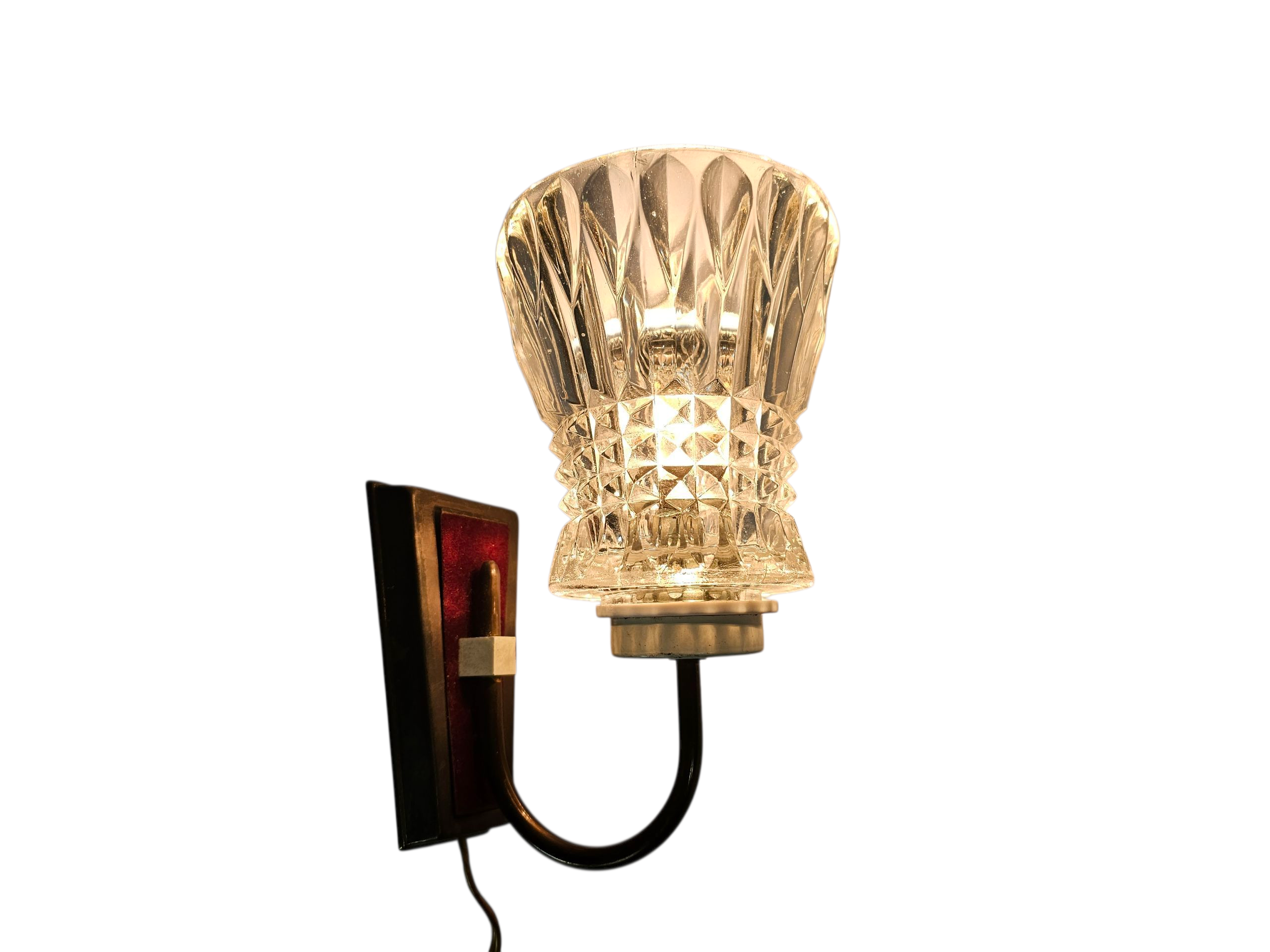 Vintage muurlamp - koper - messing - kristal - Holland - 60's