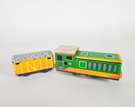 Vintage - Technofix Trein en wagon - blik - Made in West Germany - opwindbaar - 60's