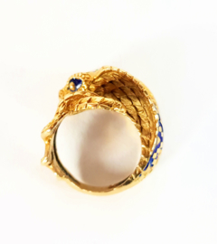 Vintage goud & emaille -  slang - ring - 18k