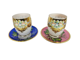 Boheems glas - Moser stijl - handbeschilderd - emaillen - 24K verguld - kristalglas - 7 delig -