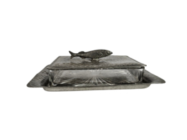Unity pewter - Art Deco - Caviar dish - glas - tin - gemerkt -  Engeland - 2e helft 20e eeuw